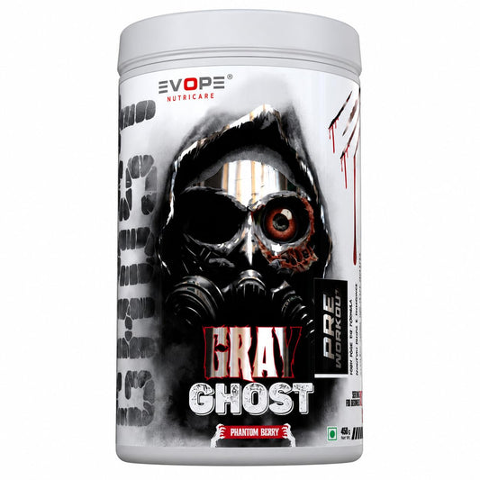 Evope Nutricare Gray Ghost Pre Workout Combo with Premium Gym Shaker | 450g + 450g