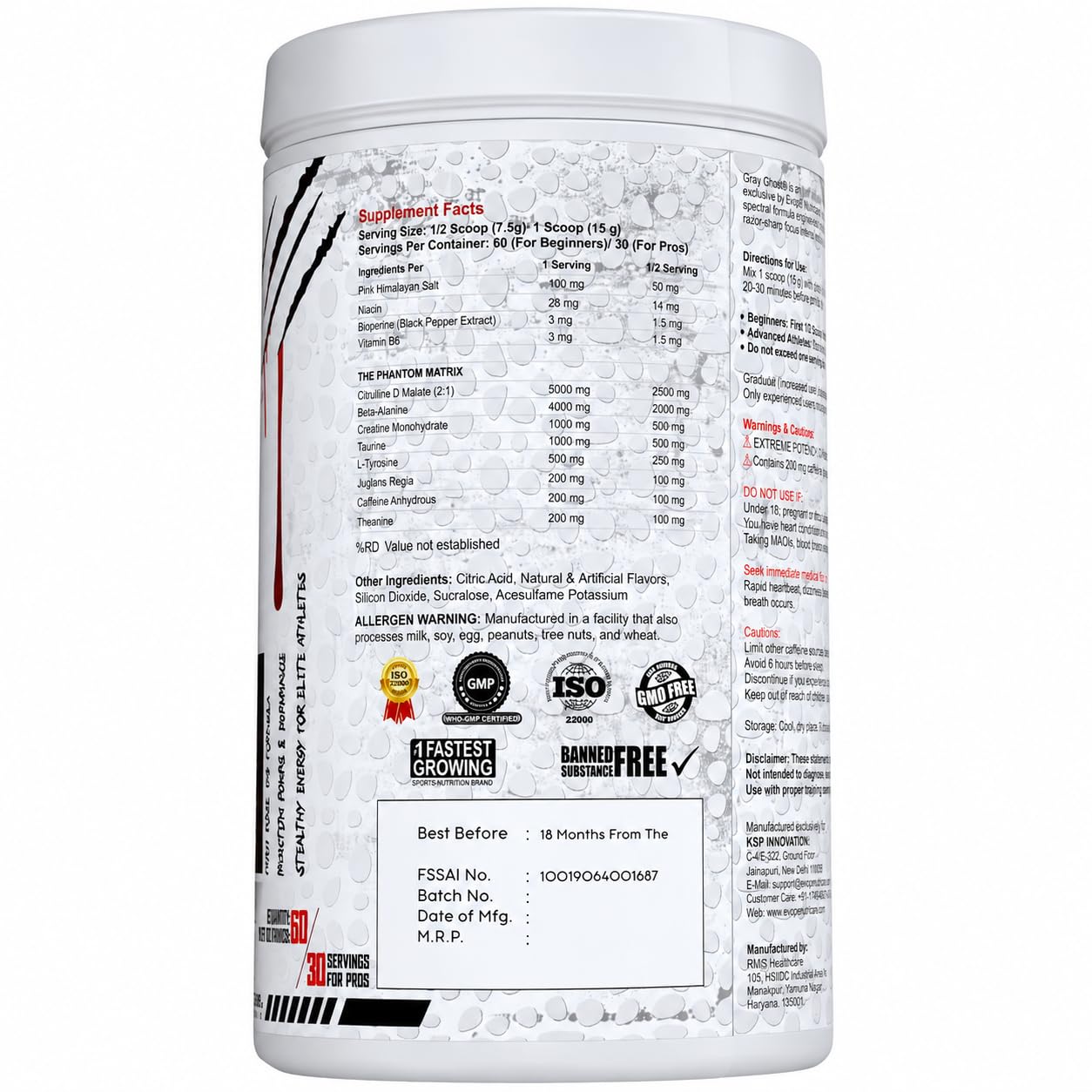 Gray Ghost Pre Workout Powder Combo for Men & Women with Premium Gym Shaker