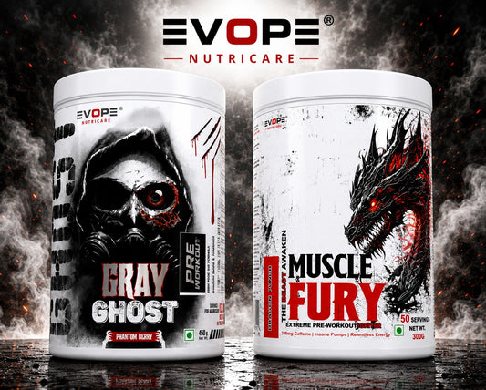 Evope Nutricare Phantom Berry & Muscle Fury Dragon Punch Combo Pre Workout | 450g + 300g